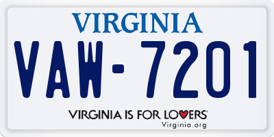 VA license plate VAW7201