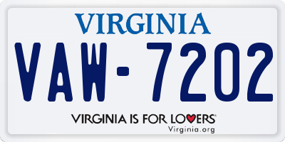 VA license plate VAW7202
