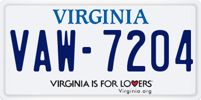 VA license plate VAW7204