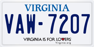 VA license plate VAW7207