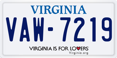 VA license plate VAW7219