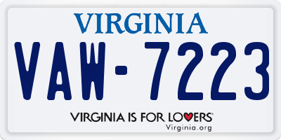 VA license plate VAW7223