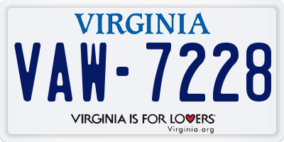 VA license plate VAW7228