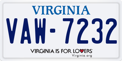 VA license plate VAW7232