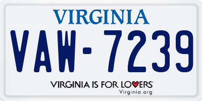 VA license plate VAW7239