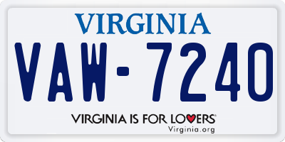 VA license plate VAW7240