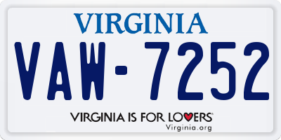 VA license plate VAW7252