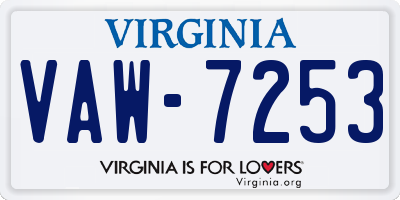 VA license plate VAW7253