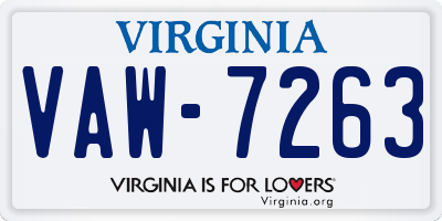 VA license plate VAW7263