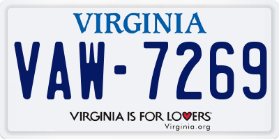 VA license plate VAW7269
