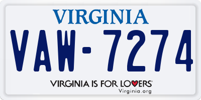 VA license plate VAW7274