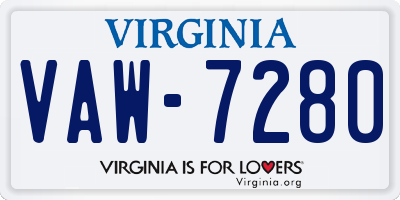 VA license plate VAW7280