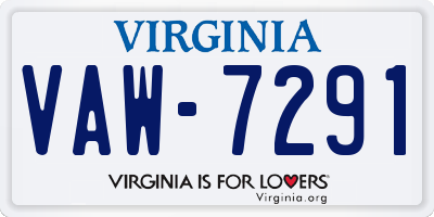 VA license plate VAW7291