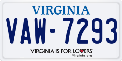 VA license plate VAW7293