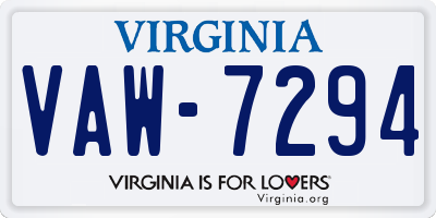 VA license plate VAW7294
