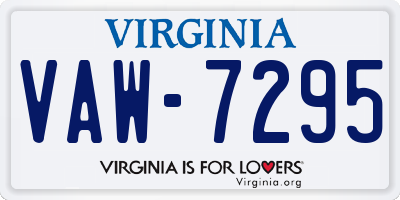VA license plate VAW7295