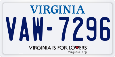 VA license plate VAW7296
