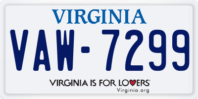 VA license plate VAW7299