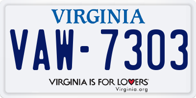 VA license plate VAW7303