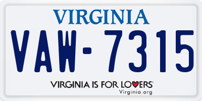 VA license plate VAW7315