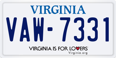 VA license plate VAW7331