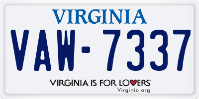 VA license plate VAW7337