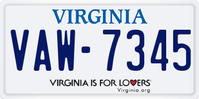 VA license plate VAW7345