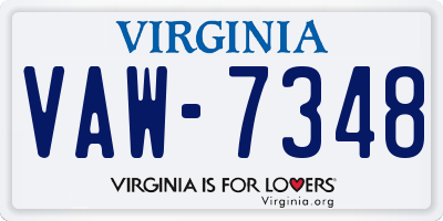 VA license plate VAW7348