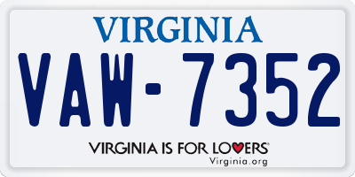 VA license plate VAW7352