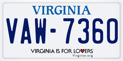 VA license plate VAW7360
