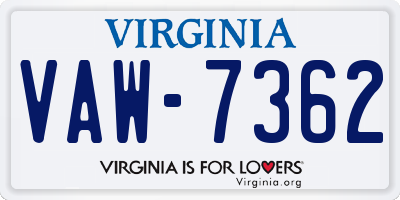 VA license plate VAW7362