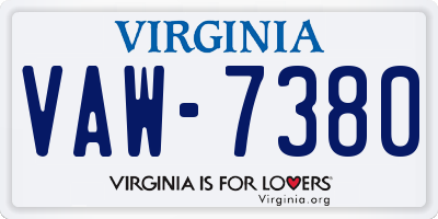 VA license plate VAW7380