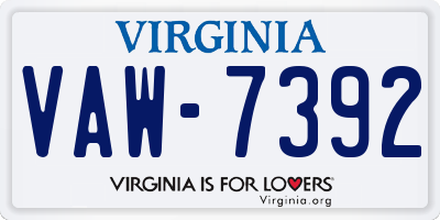 VA license plate VAW7392