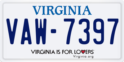 VA license plate VAW7397