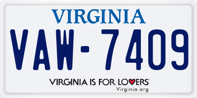 VA license plate VAW7409