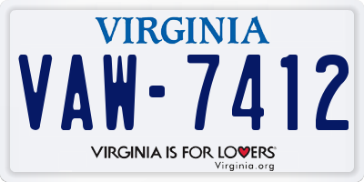VA license plate VAW7412