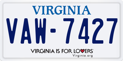 VA license plate VAW7427