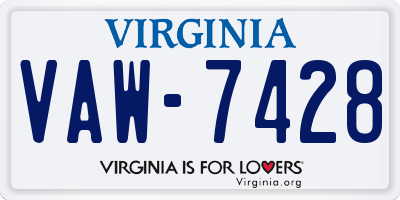 VA license plate VAW7428