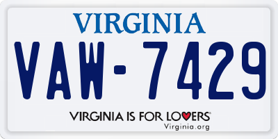 VA license plate VAW7429
