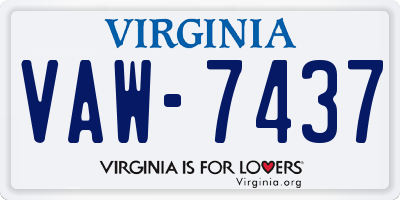 VA license plate VAW7437