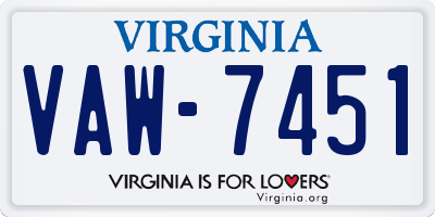 VA license plate VAW7451
