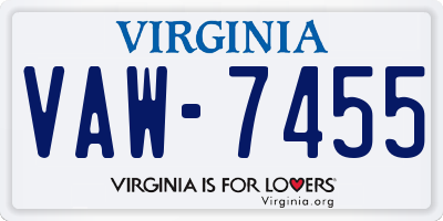VA license plate VAW7455