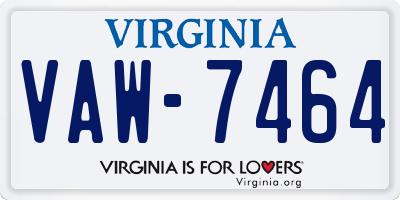 VA license plate VAW7464