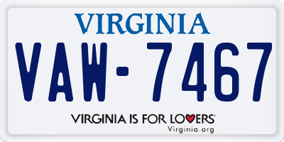 VA license plate VAW7467