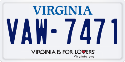 VA license plate VAW7471