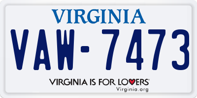 VA license plate VAW7473