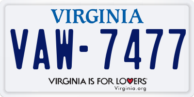 VA license plate VAW7477