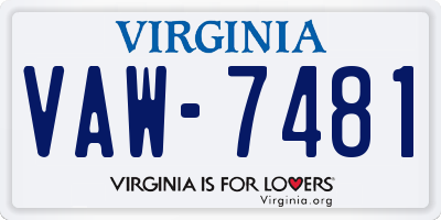 VA license plate VAW7481