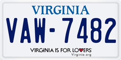 VA license plate VAW7482