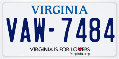 VA license plate VAW7484